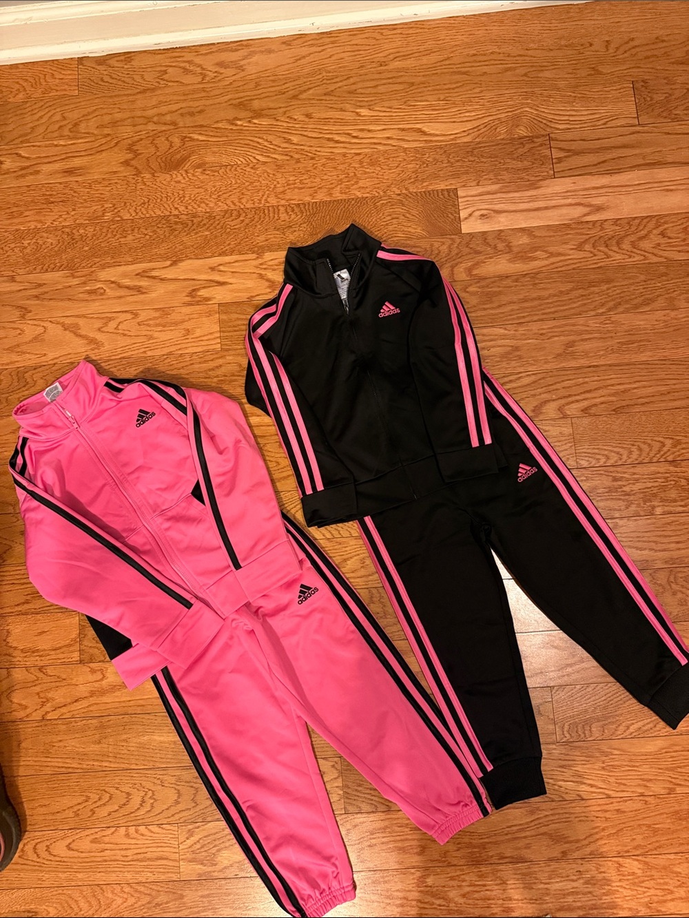 adidas Kids Two-Piece Track Sets in Pink and Black